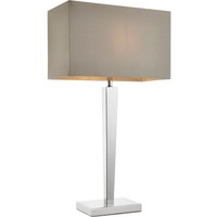 Tischlampe Stoff Metall 66 cm hoch Chrom Grau E27 Modern von Endon