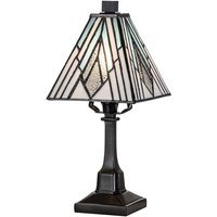 Tischlampe Tiffany Stil E27 Buntglas Metall klein H: 32 cm von ELSTEAD