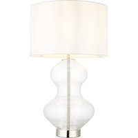 Tischlampe Touch Dimmer 57,8 cm Weiß E27 Glas Stoff Metall von Endon