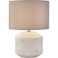 Tischlampe Weiß Grau E14 37,5 cm Ø 27 cm Keramik Stoff Tischlampe Weiß Grau E14 37,5 cm Ø 27 cm Keramik Stoff von Searchlight