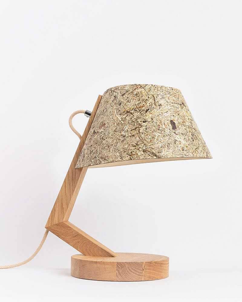 Tischlampe aus Eiche Holz konisch 1411 ALMUT - Heu