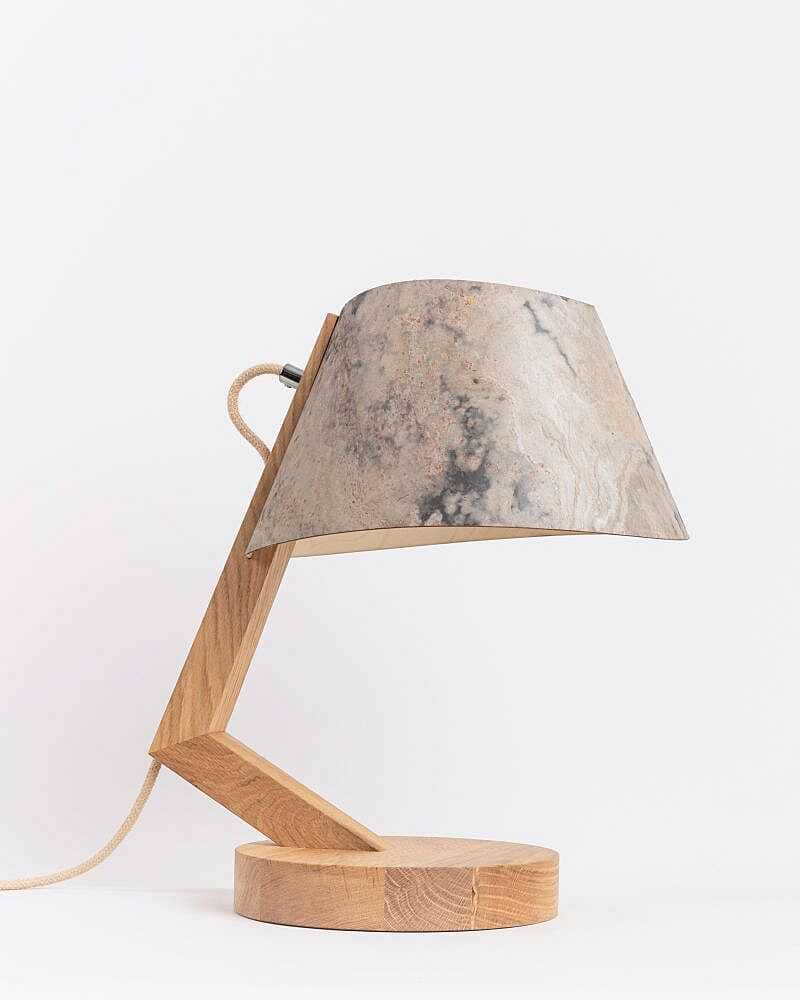 Tischlampe aus Eiche Holz konisch 1411 ALMUT - Stein