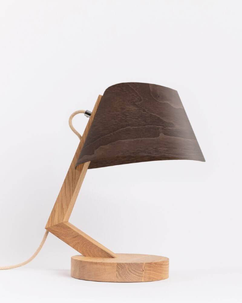 Tischlampe aus Eiche Holz konisch 1411 ALMUT - Walnuss