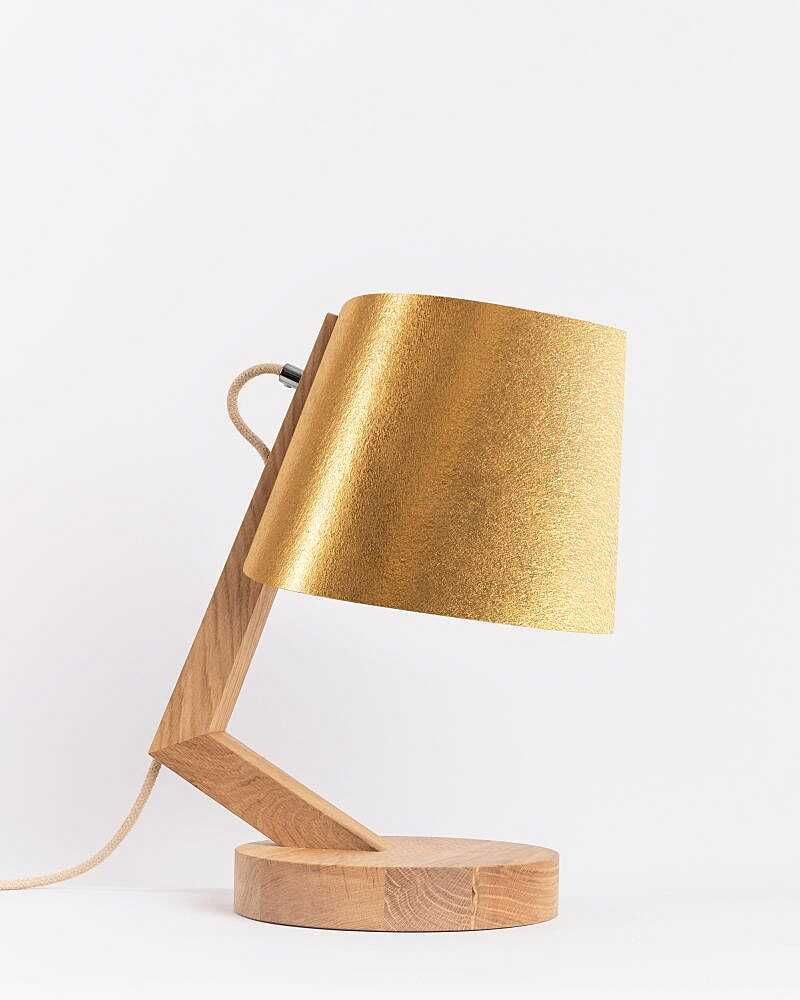 Tischlampe aus Eichenholz zylindrisch 1411 ALMUT - Ananasfasern