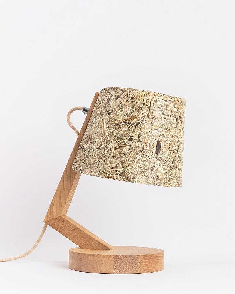Tischlampe aus Eichenholz zylindrisch 1411 ALMUT - Heu