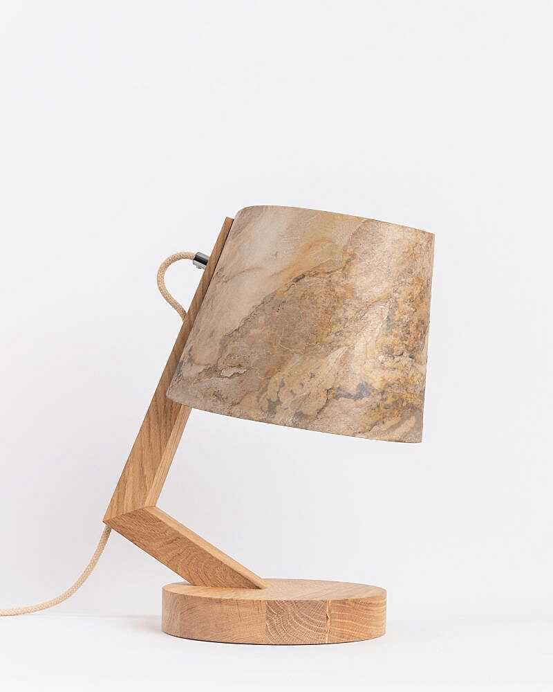 Tischlampe aus Eichenholz zylindrisch 1411 ALMUT - Stein
