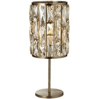 Tischlampe in Messing Antik Champagner E14 47 cm Kristall von Searchlight