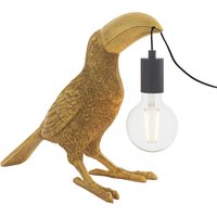 Tischlampe klein in Gold antik Tukan aus Polyresin Metall E27 von Endon