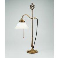 Tischlampe mit Zugschalter Messing Glas E27 blendarm von Berliner Messingleuchten GmbH