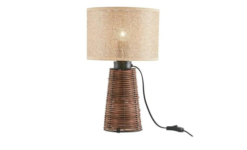 Tischleuchte  2-flammig  Rattangeflecht   ¦ holzfarben ¦ Maße (cm): H: 40,5  Ø: 24 Lampen & Leuchten > Tischlampen - Höffner