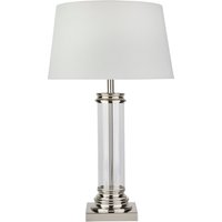 Tischleuchte 63 cm E27 in Silber matt Weiß Glas von Searchlight
