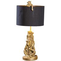 Tischleuchte Design Figur Monkey Gold Schwarz 66 cm hoch