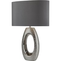 Tischleuchte Chrom Grau E27 61 cm Stoff Keramik Modern von Searchlight