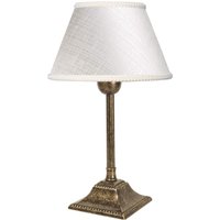 Tischleuchte E14 Messing Stoff 29 cm in Bronze Antik Weiß von Ghidini Giovanni Battista