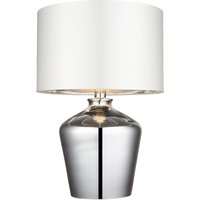 Tischleuchte Glas Stoff 47 cm hoch in Chrom Weiß E27 von Endon
