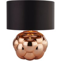 Tischleuchte Glas Stoff H: 43,5 cm in Kupfer Schwarz E27 von Searchlight
