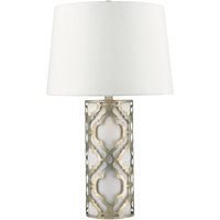 Tischleuchte Hoch 69cm Antik arabesque Blattsilber Stoff Tischleuchte Hoch 69cm Antik arabesque Blattsilber Stoff von ELSTEAD