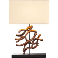 Tischleuchte Holz Stoff Kautschuk 57 cm E27 blendarm von Invicta Interior