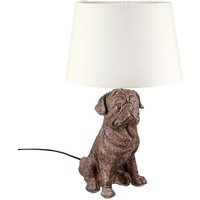 Tischleuchte Design Figur Hund Mops 52 cm hoch Braun
