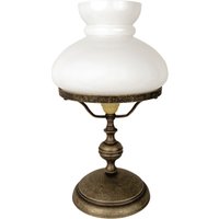Tischleuchte Jugendstil 39 cm Glas Messing in Bronze Antik Weiß Tischleuchte Jugendstil 39 cm Glas Messing in Bronze Antik Weiß von Ghidini Giovanni Battista
