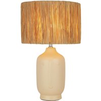 Tischleuchte Keramik Bast Creme Natur E27 48 cm Boho von Searchlight