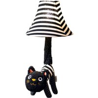Tischleuchte LED Katze 51 cm Schwarz Weiß flauschig von Happy Lamps