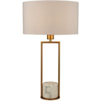 Tischleuchte Marmor Sockel H: 62 cm groß in Gold Weiß E27 von Searchlight