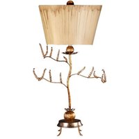 Tischleuchte Metall Stoff in Silber Creme 91cm kunstvoll von ELSTEAD