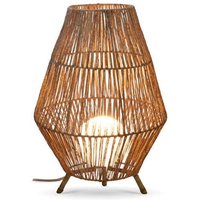 Tischleuchte Rattan H: 72 cm E27 groß Dreibein Boho von Newgarden