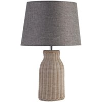 Tischleuchte Rattan Leinen 48 cm hoch E14 Grau Natur Boho von Searchlight