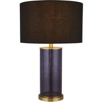 Tischleuchte Stoff Glas Blau Schwarz Gold E27 52,5 cm hoch von Searchlight