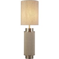 Tischleuchte Stoff Metall 72 cm hoch Grau-Beige Nickel E27 von 121004