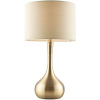 Tischleuchte Touch Dimmer 42 cm Messing Taupe Metall Stoff E14 von Endon