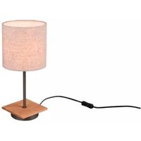 Tischleuchte ca. 40 cm hoch Holzdeko / Beige 1 Stück Metall / Stoff Hellgrau, Hellbraun