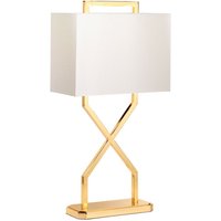 Tischleuchte in Gold Elfenbein E27 68 cm Stoff Metall von ELSTEAD