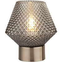 Tischleuchte klein H: 17,5 cm Art Déco Rauchglas Metall Tischleuchte klein H: 17,5 cm Art Déco Rauchglas Metall von Searchlight