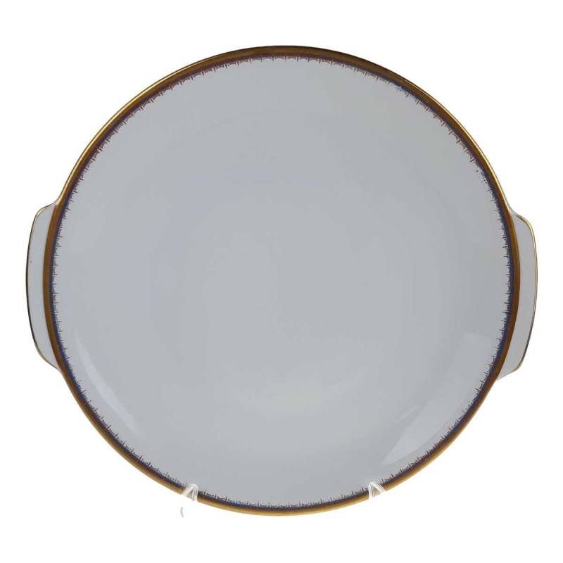 Tortenplatte Tortenständer Goldrand PMR Jaeger & Co Bavaria Unbestimmten Formen Blau Gold gebraucht - gut