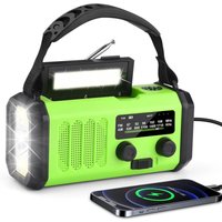 Tragbares Solarradio mit 10.000 mAh – AM/FM-Kurbelradio – mit wiederaufladbarer 10.000 mAh-Powerbank – 3 Modi – LED-Taschenlampe – LED-Leselicht –
