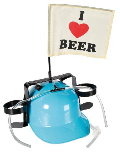 Trinkhelm "I love BEER" Bier Bierhelm mit Getränkehalterung und Fahne Ideal für Fasching und Oktoberfest