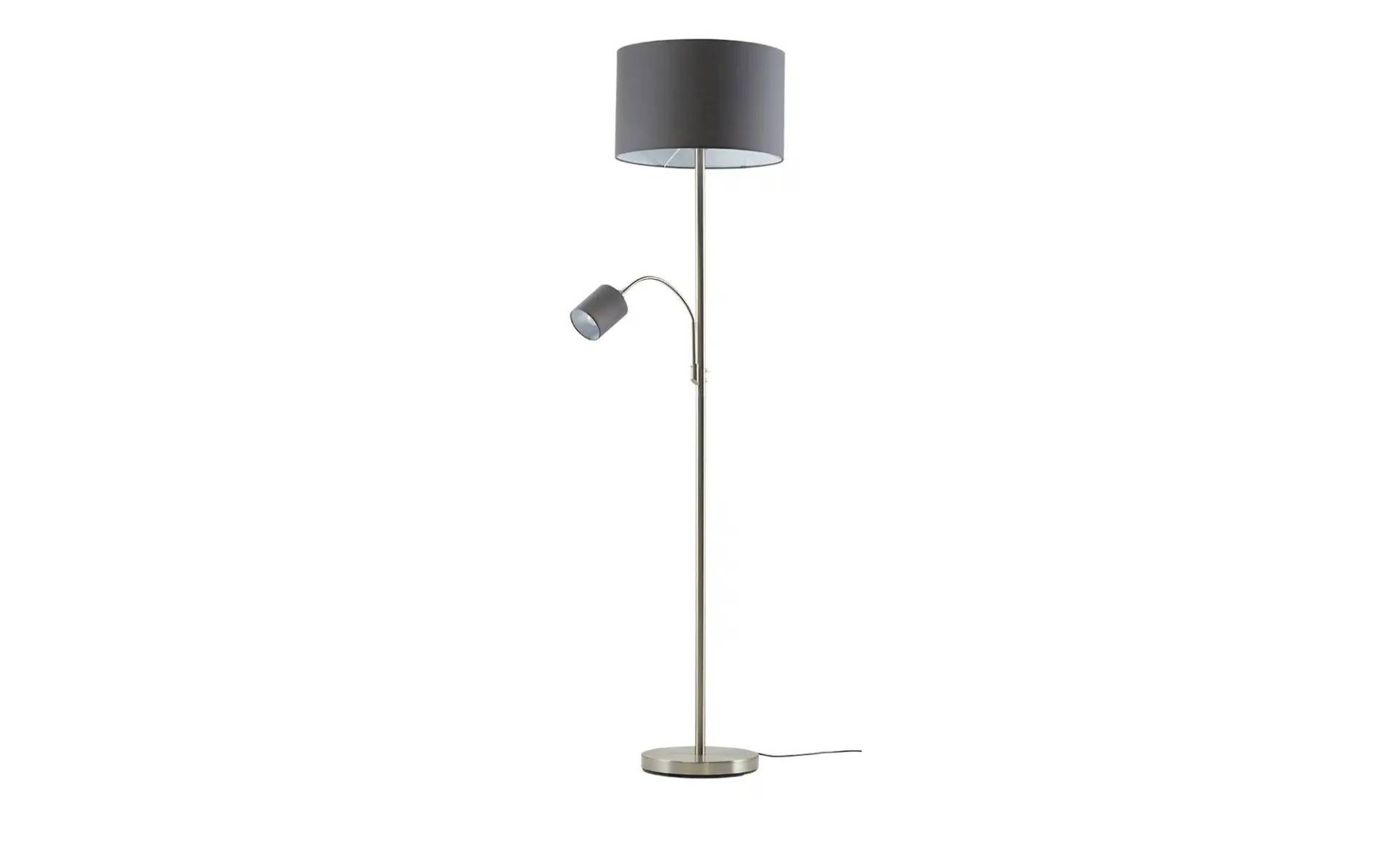 Trio Stehleuchte  2-flammig  nickel matt  Stoffschirm grau   ¦ grau ¦ Maße (cm): H: 170  Ø: 40.0 Lampen & Leuchten > Innenleuchten > Stehlampen - Möbel Kraft