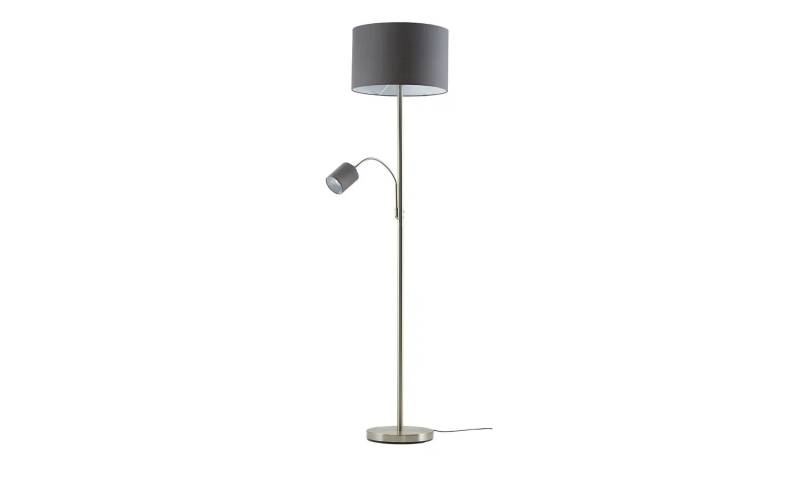 Trio Stehleuchte  2-flammig  nickel matt  Stoffschirm grau   ¦ grau ¦ Maße (cm): H: 170  Ø: 40.0 Lampen & Leuchten > Innenleuchten > Stehlampen - Möbel Kraft