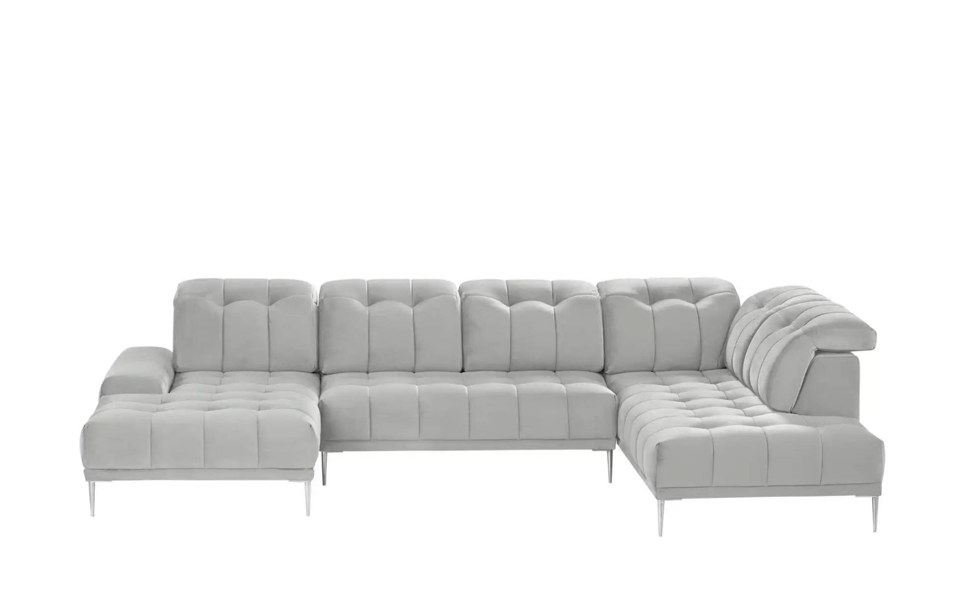 Twist Wohnlandschaft aus Samt Grenada ¦ grau ¦ Maße (cm): B: 358 H: 107 T: 231.0 Polstermöbel > Sofas > Wohnlandschaften - Möbel Kraft