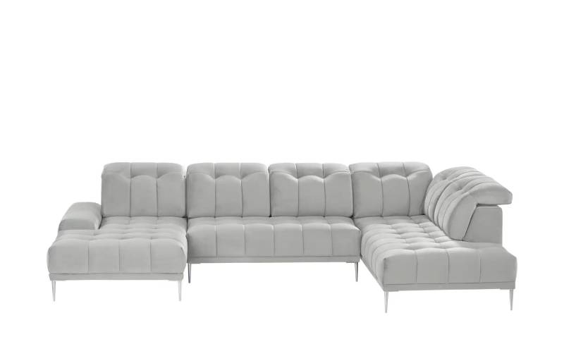 Twist Wohnlandschaft aus Samt Grenada ¦ grau ¦ Maße (cm): B: 358 H: 107 T: 231.0 Polstermöbel > Sofas > Wohnlandschaften - Möbel Kraft