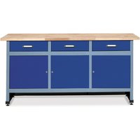 Werkbank mit 3 Schubladen + 3 Türen, BxT 1.700 x 600 mm, blau von Jungheinrich PROFISHOP