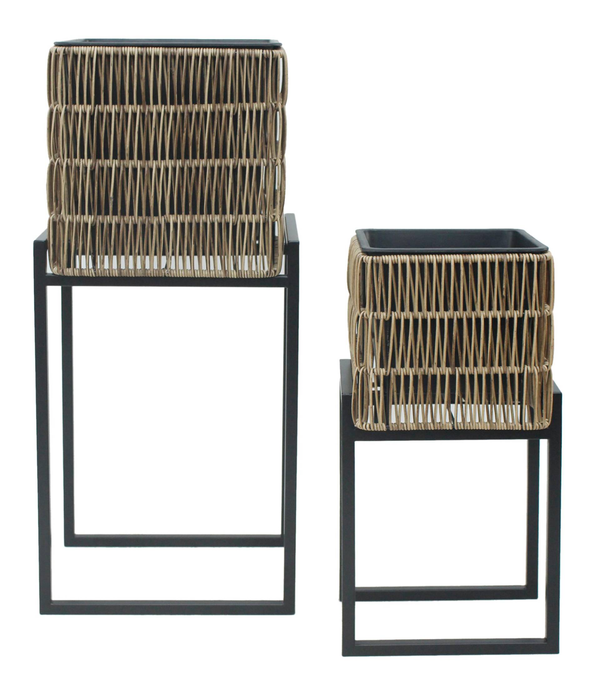 Übertopf-Set Flora Braun/Schwarz, 2er Set