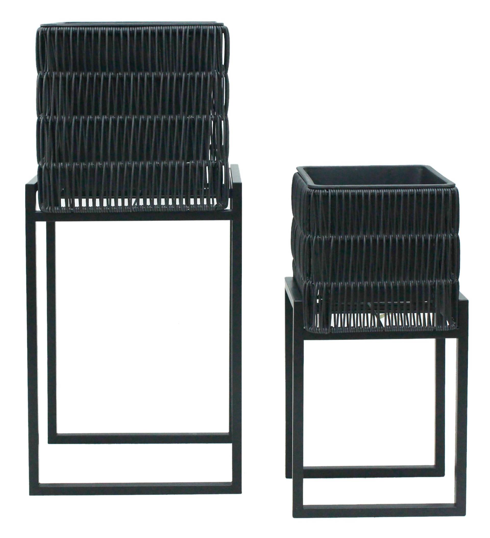 Übertopf-Set Flora Schwarz, 2er Set