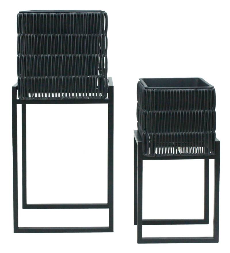 Übertopf-Set Flora Schwarz, 2er Set