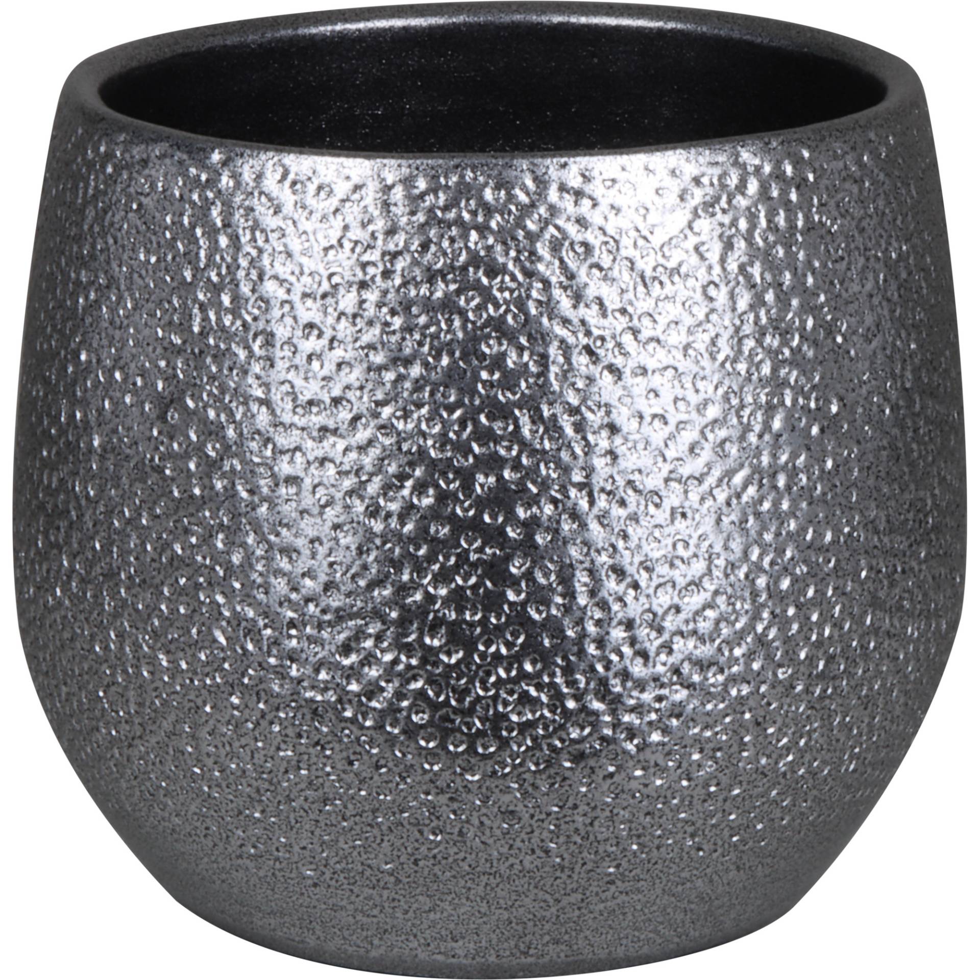Übertopf 'Hammerschlag' Keramik silber Ø 19 x 16 cm