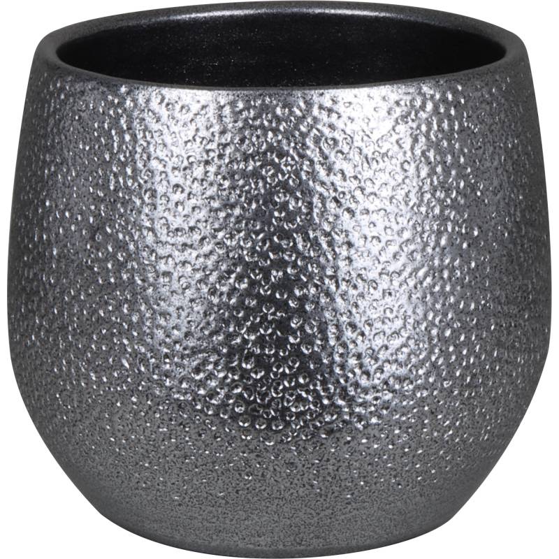 Übertopf 'Hammerschlag' Keramik silber Ø 19 x 16 cm