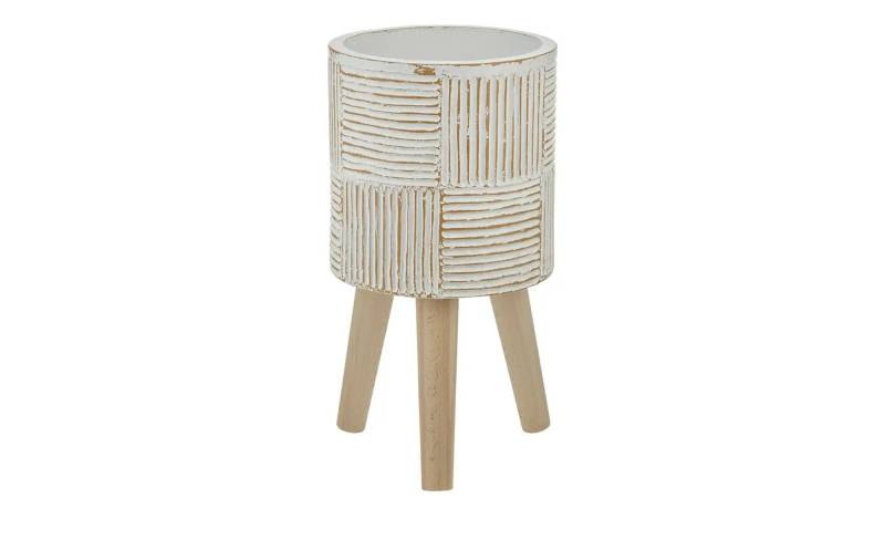 HOME STORY Übertopf auf Holzfüßen   ¦ weiß ¦ Magnesia,Holz,Fiberglas ¦ Maße (cm): H: 41  Ø: 21.5 Accessoires > Dekoartikel - Höffner